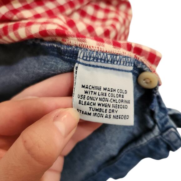 Cabin Creek Blue Floral Embroidered Short Sleeve Y2K Retro Denim Shirt Size 1X - Picture 8 of 9